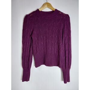EXPRESS Purple Cable Knit Sweater Long Sleeve Crew Neck Women Size XS